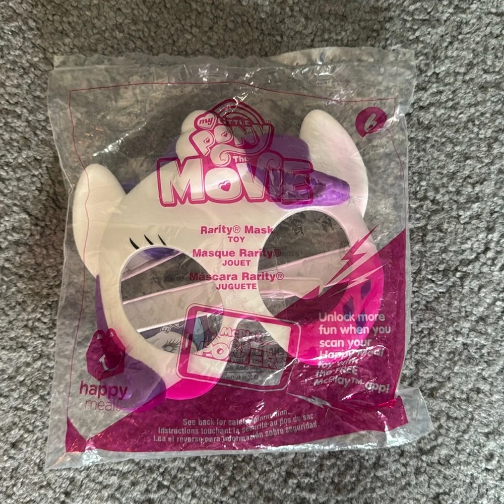 McDonald's Happy Meal My Little Pony Rarity Costume Mask Glasses & Hair Clip Set